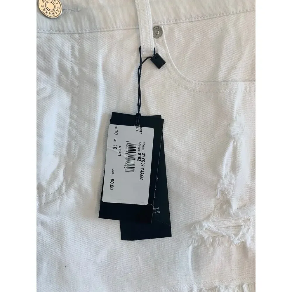 Armani Exchange AX White Stretch Denim Frayed Jean Skort Skirt NWT Size 10 - Picture 2 of 6